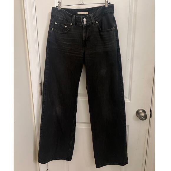 Levi's Superlow Jeans 28x32 Black Wash Straight Wide Leg Baggy '90s Grunge Y2K - Picture 2 of 9